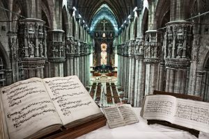 In primo piano: codice Gaffurio. Archivio Veneranda Fabbrica del Duomo